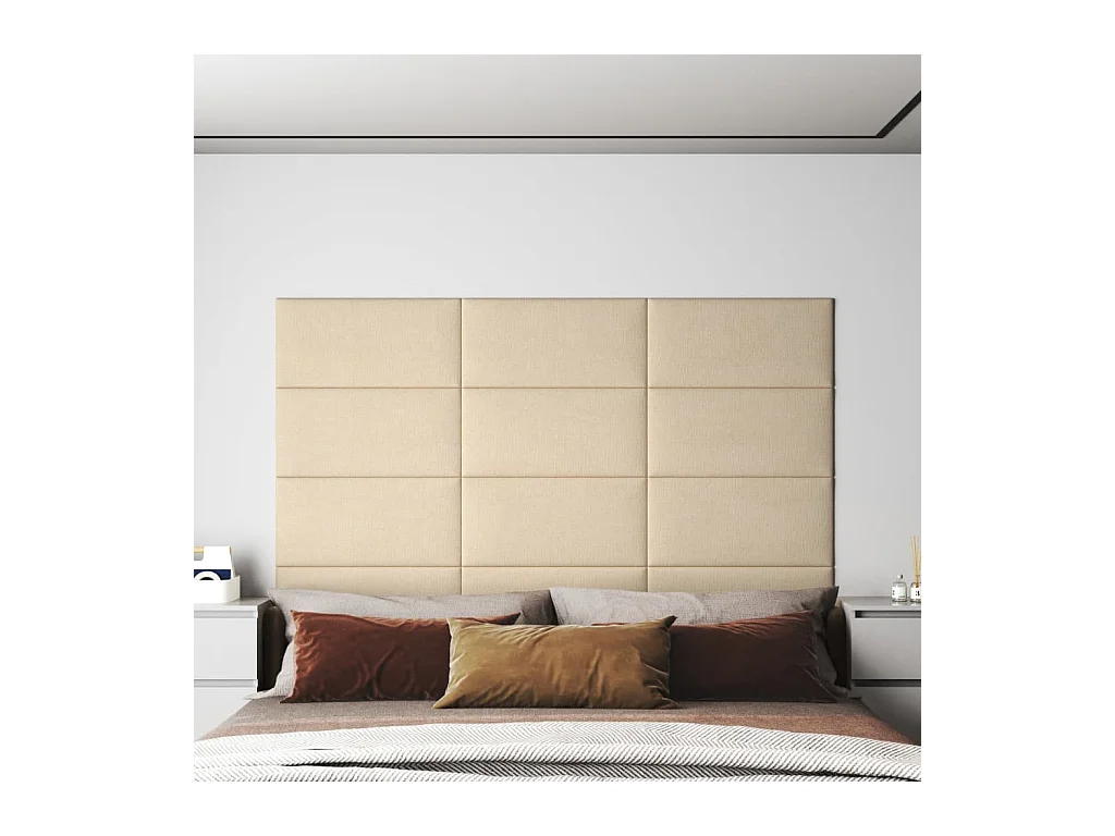 Panneaux muraux 12 pcs Crème 60x30 cm Tissu 2,16 m² FR139233