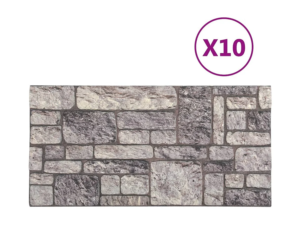 Paneles de pared 3D diseño de ladrillo 10 uds EPS gris claro ES488166