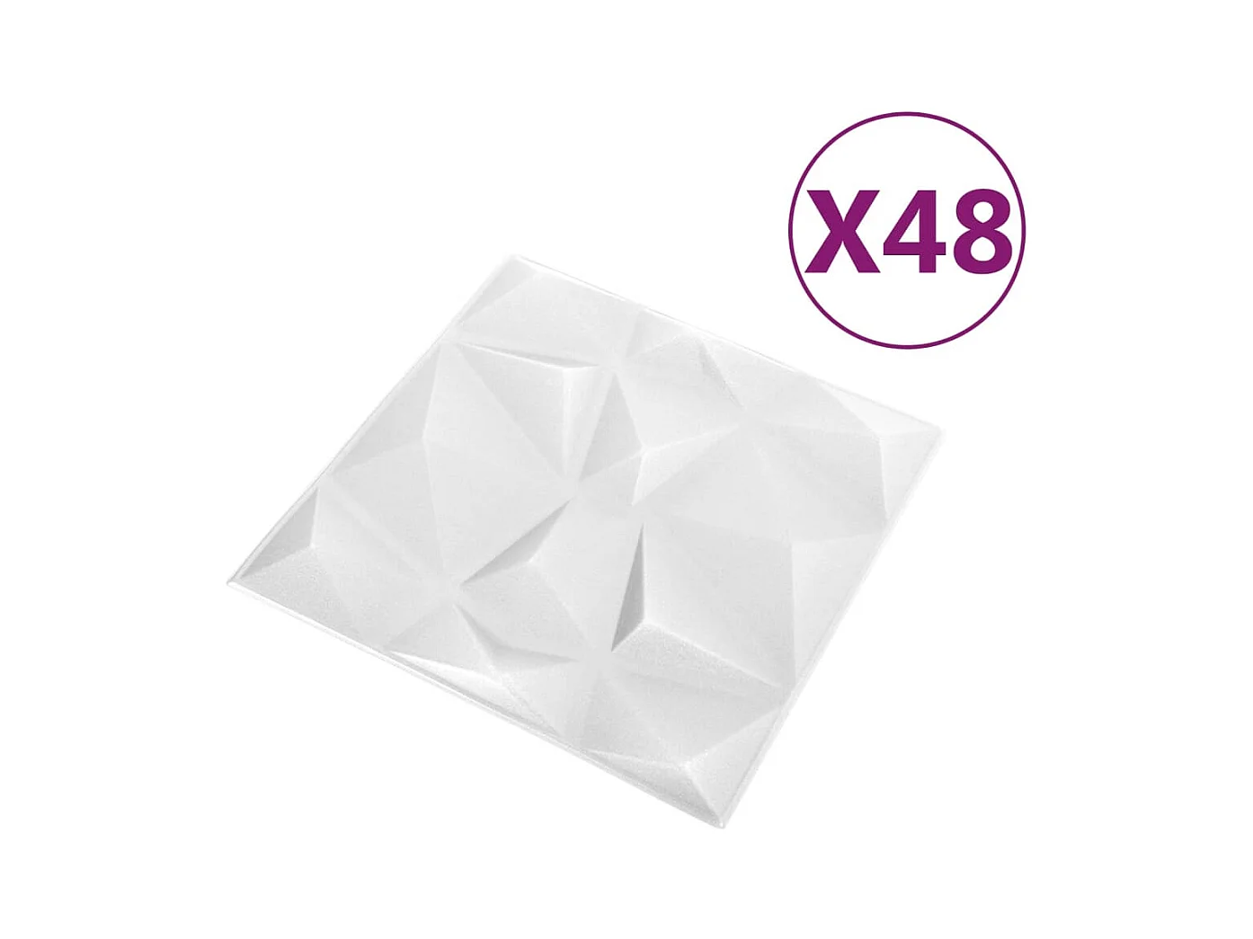 Painéis de parede 3D 48 pcs 50x50 cm 12 m² branco diamante PT611382