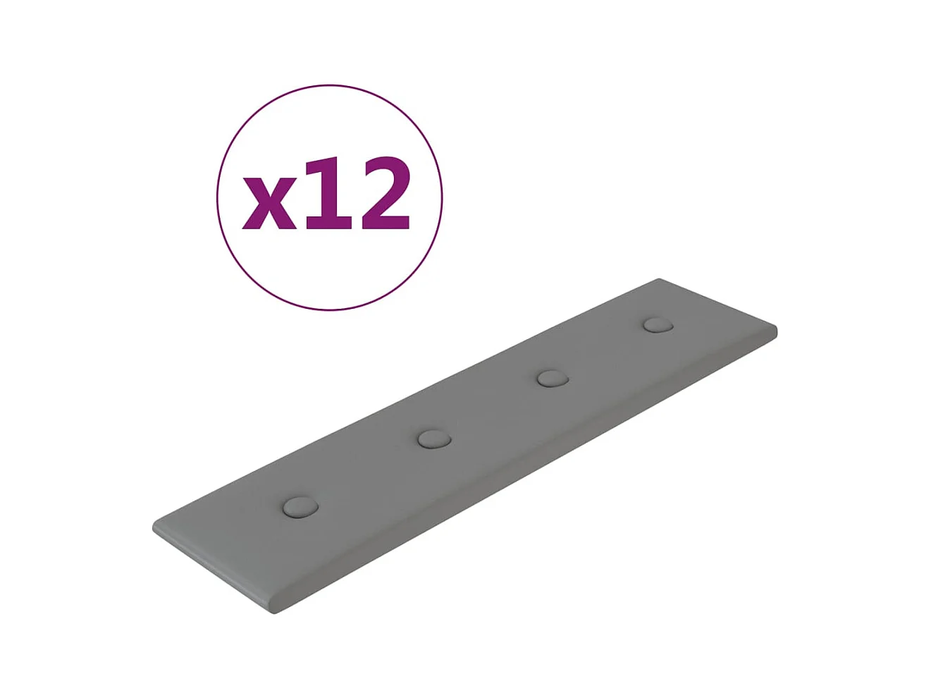 Painel parede 12pcs 60x15 cm couro artificial 1,08 m² cinza PT177974