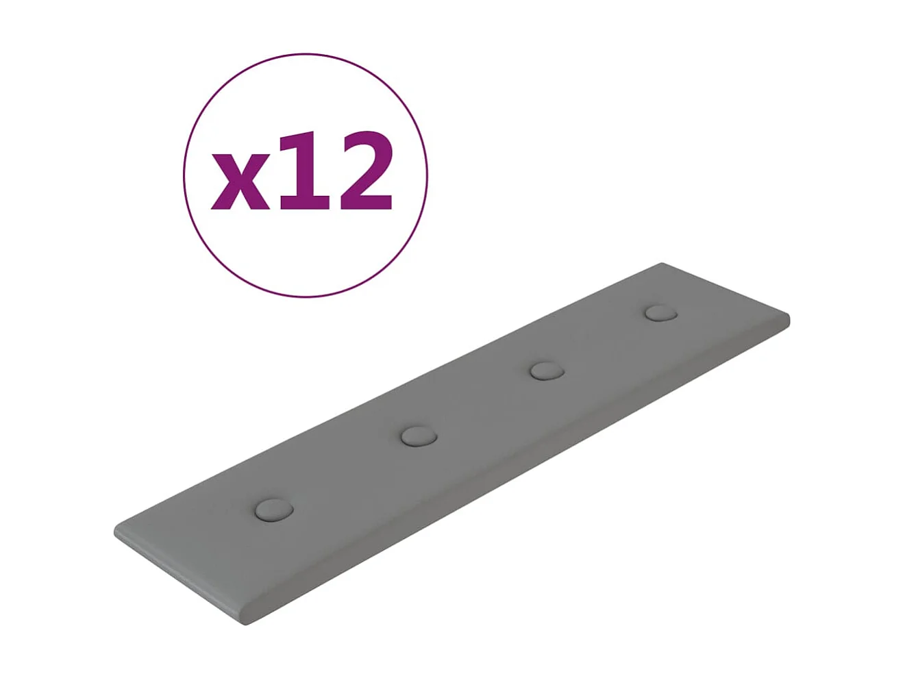 Painel parede 12pcs 60x15 cm couro artificial 1,08 m² cinza PT177974
