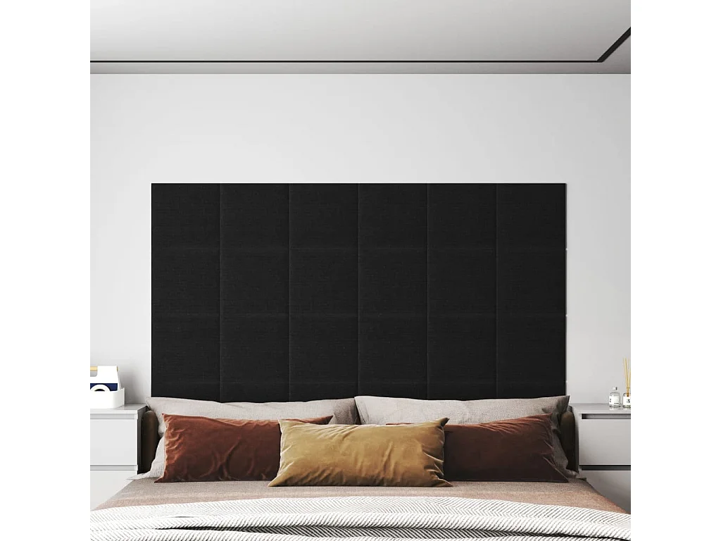 Panneaux muraux 12 pcs Noir 30x30 cm Tissu 1,08 m² FR402180