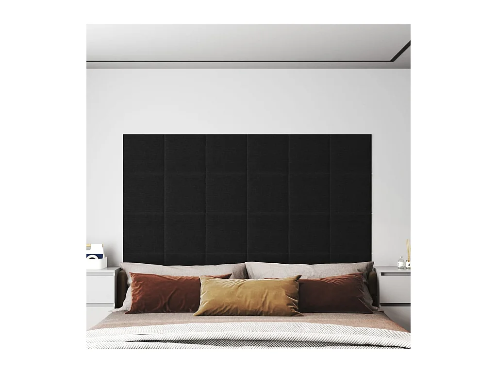 Panneaux muraux 12 pcs Noir 30x30 cm Tissu 1,08 m² FR402180