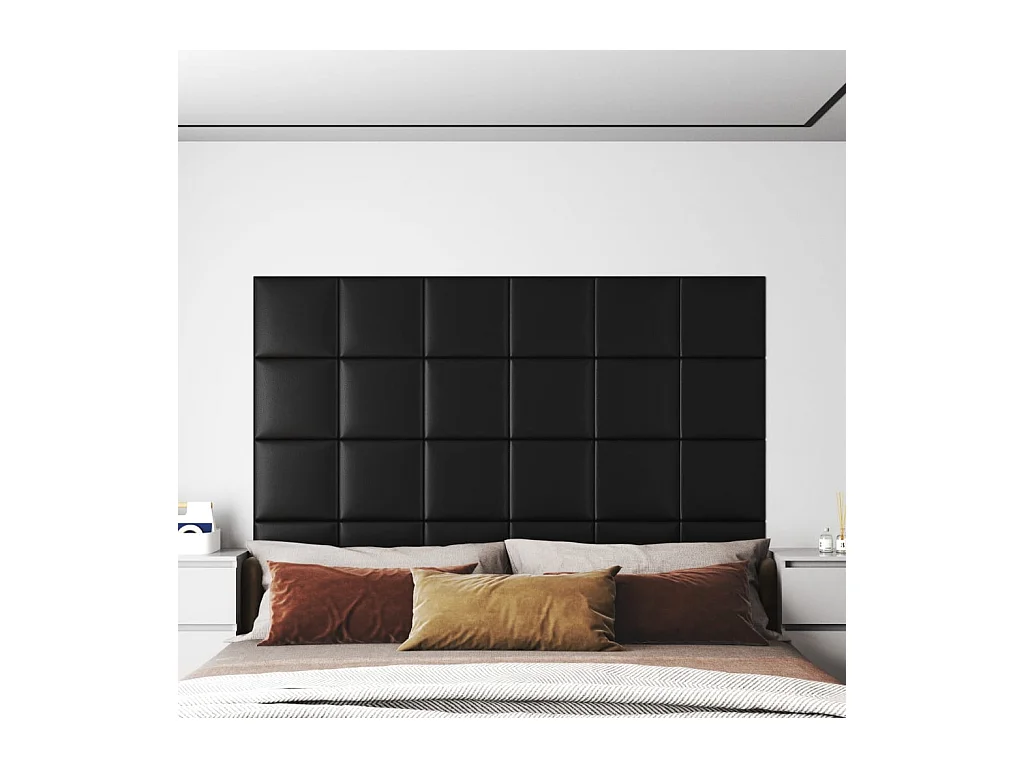 Panneaux muraux 12 pcs Noir 30x30 cm Similicuir 1,08 m² FR268919