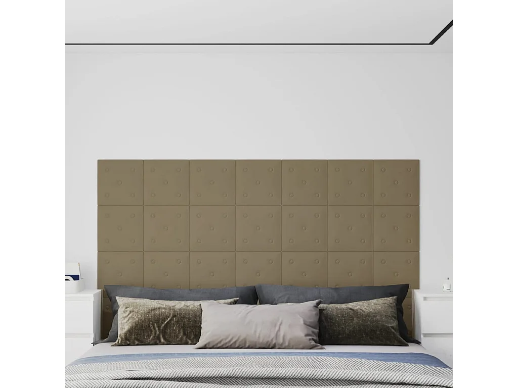 Panneaux muraux 12 pcs Cappuccino 30x30 cm Similicuir 1,08 m² FR852579