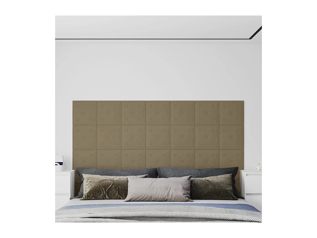 Panneaux muraux 12 pcs Cappuccino 30x30 cm Similicuir 1,08 m² FR852579