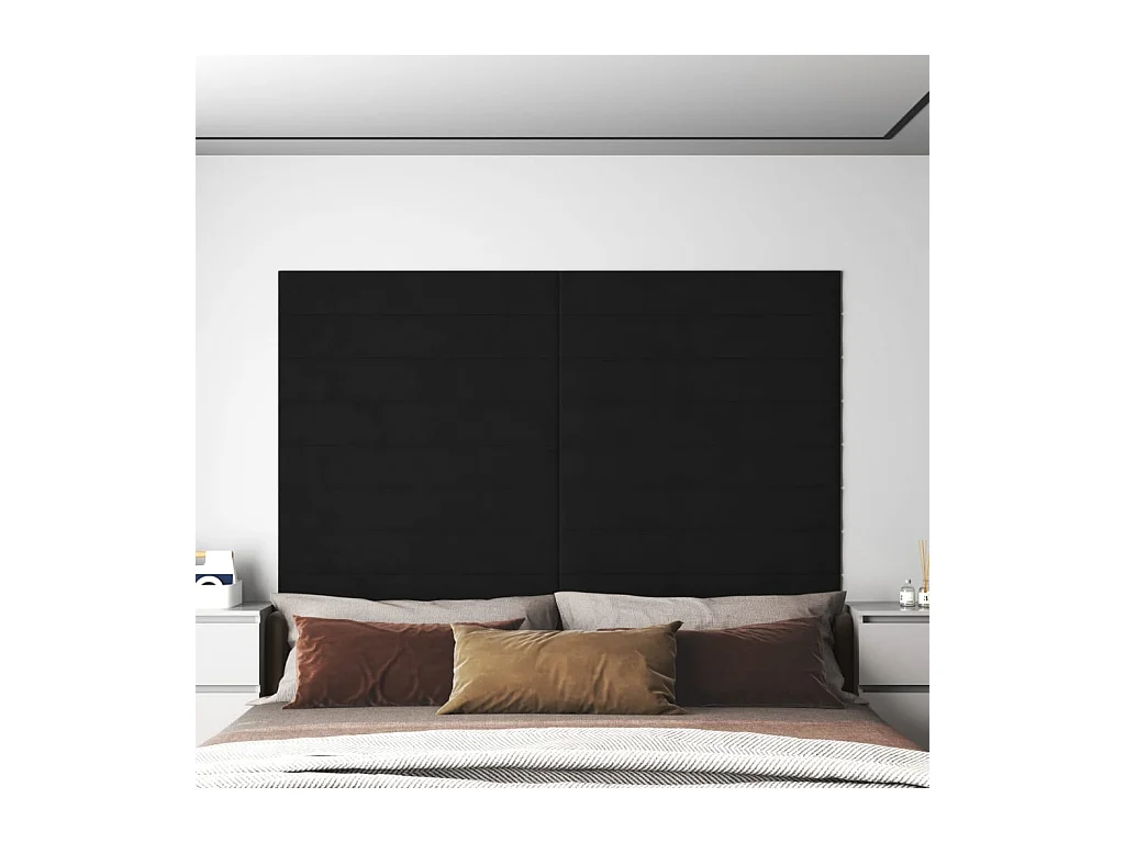 Panneaux muraux 12 pcs Noir 90x15 cm Velours 1,62 m² FR767381