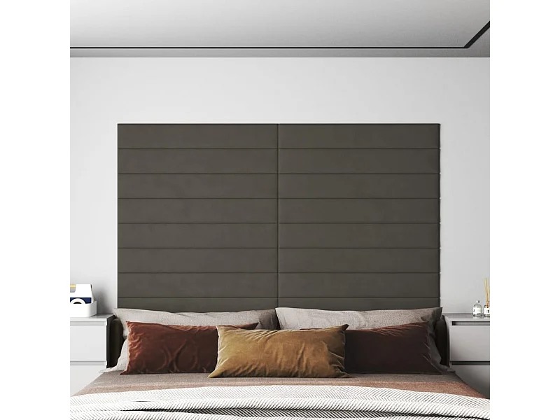 Panneaux muraux 12 pcs Gris foncé 90x15 cm Velours 1,62 m² FR638070