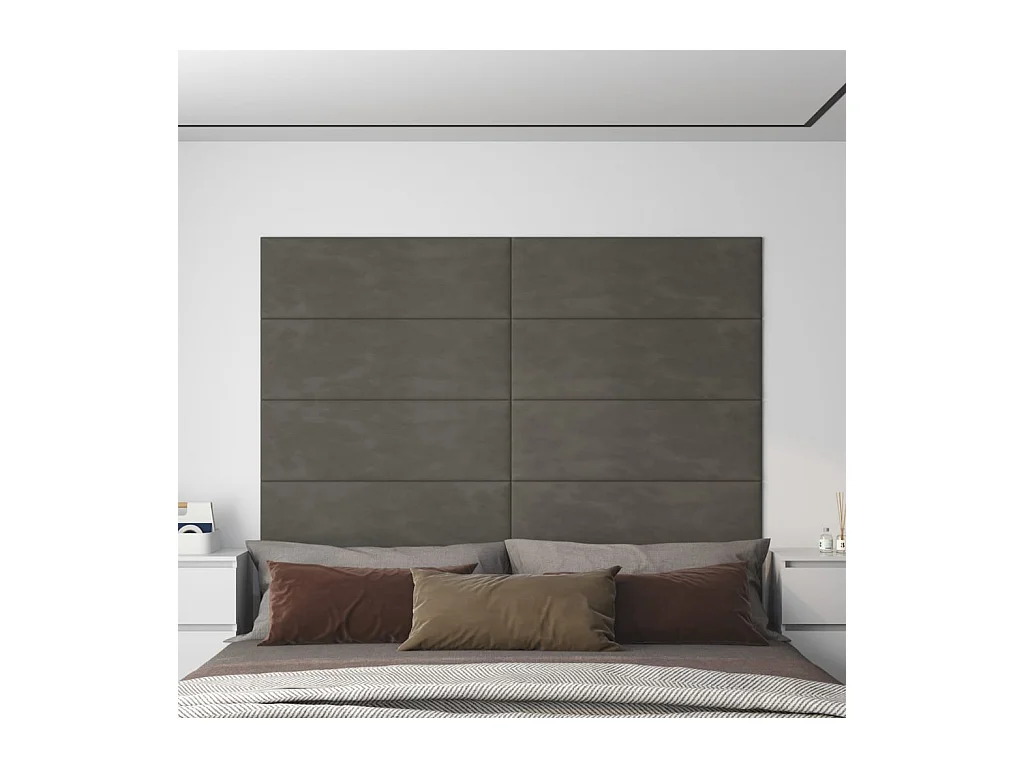Panneaux muraux 12 pcs Gris foncé 90x30 cm Velours 3,24 m² FR236058