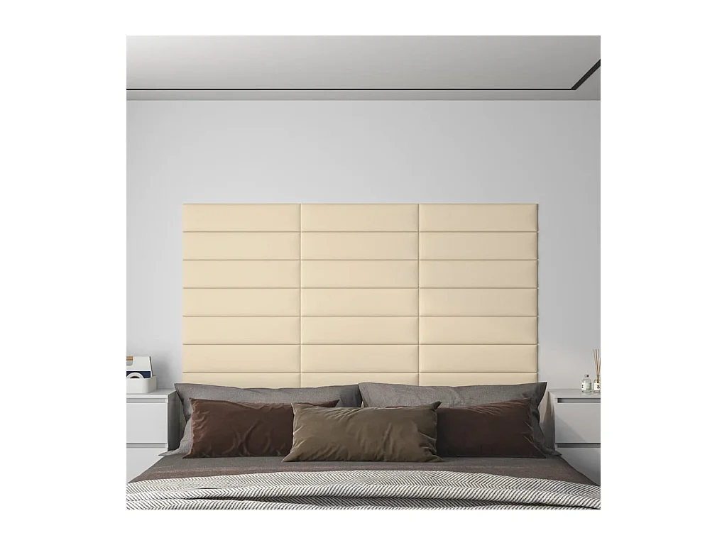 Panneaux muraux 12 pcs Crème 60x15 cm Tissu 1,08 m² FR801501
