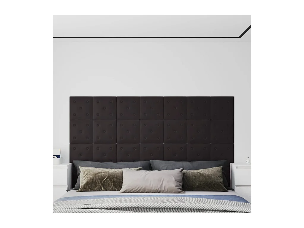 Panneaux muraux 12 pcs Noir 30x30 cm Similicuir 1,08 m² FR789600