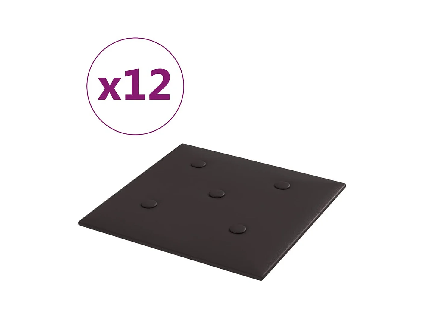 Painel parede 12 pcs 30x30 cm couro artificial 1,08 m² preto PT621984