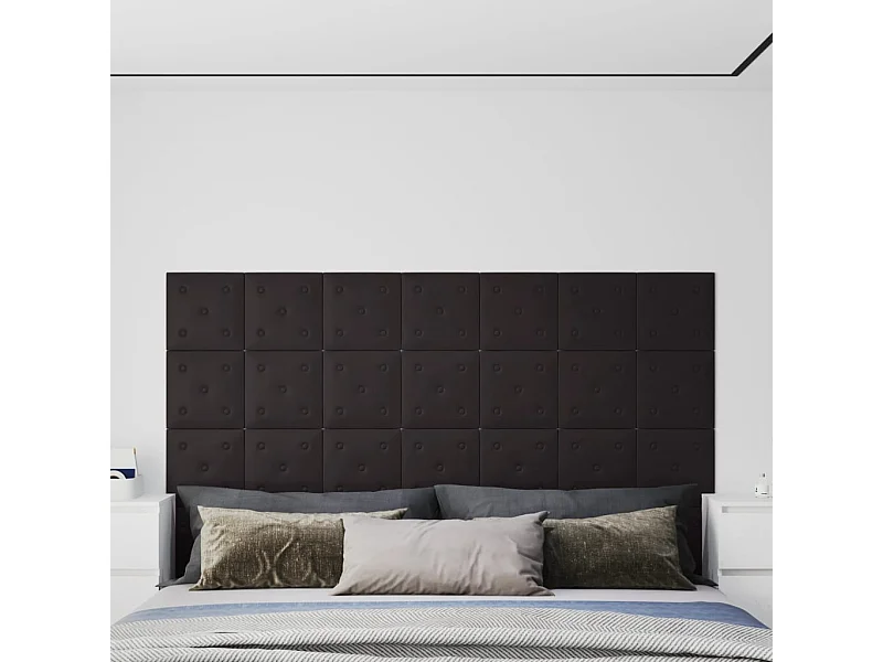 Panneaux muraux 12 pcs Noir 30x30 cm Similicuir 1,08 m² FR789600