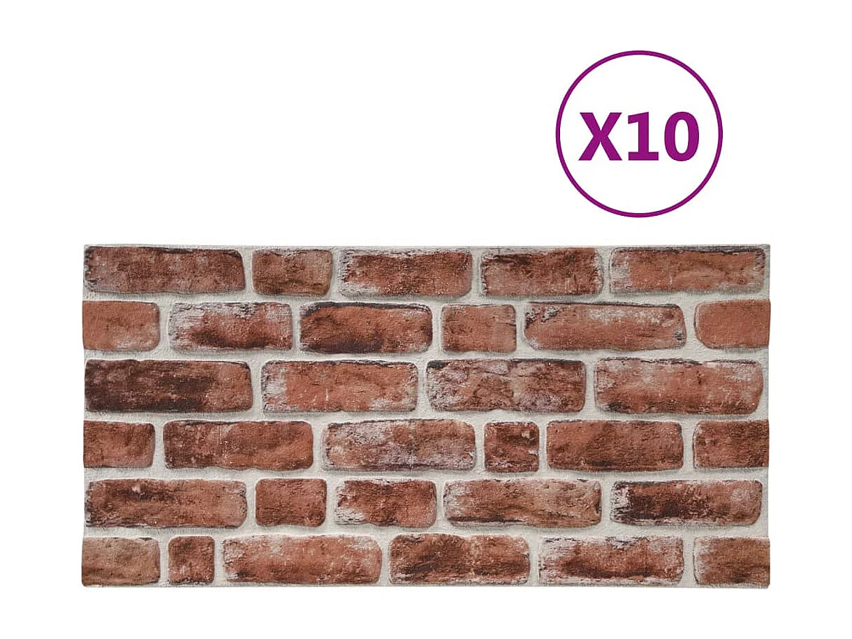 Paneles de pared 3D diseño de ladrillo 10 uds EPS marrón oscuro ES149426