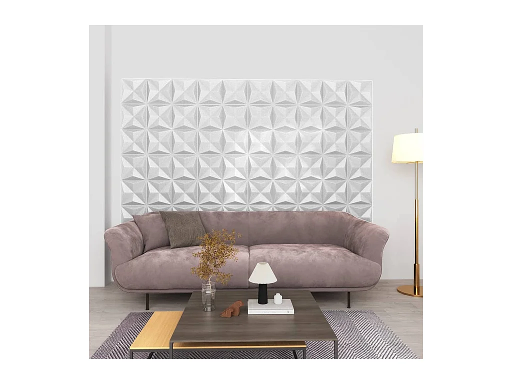 Panneaux muraux 3D 48 pcs 50x50 cm blanc origami 12 m² FR652923