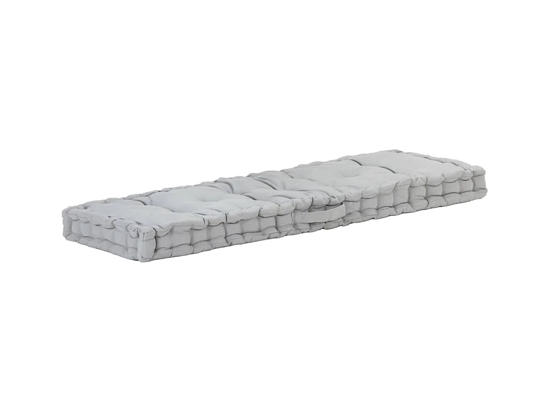 Coussin de plancher de palette Coton 120x40x7 cm Gris FR134211