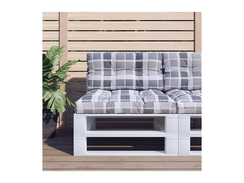 Coussins de palette lot de 2 motif à carreaux gris tissu FR444290