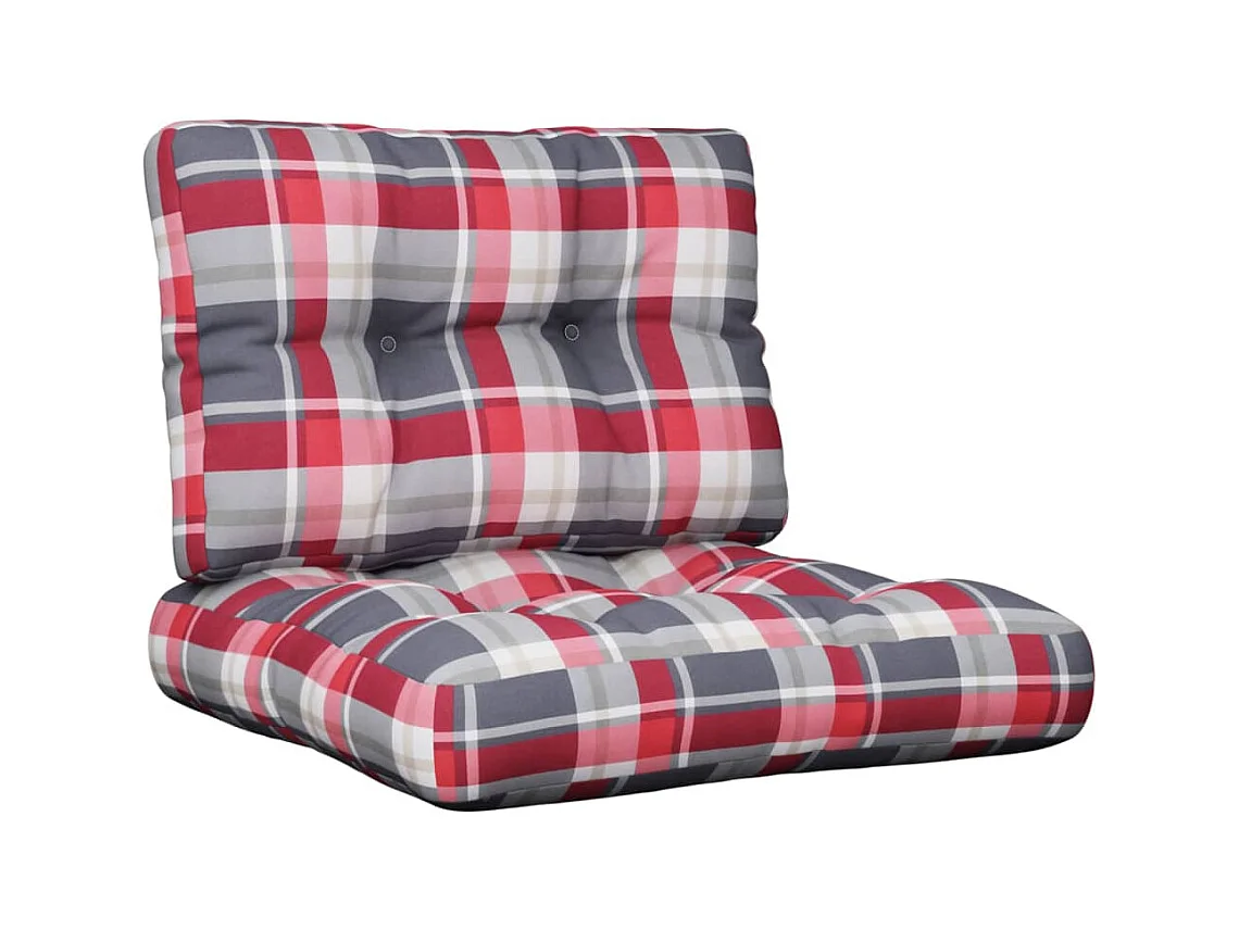 Cojines para palets 2 unidades tela a cuadros rojos ES263807