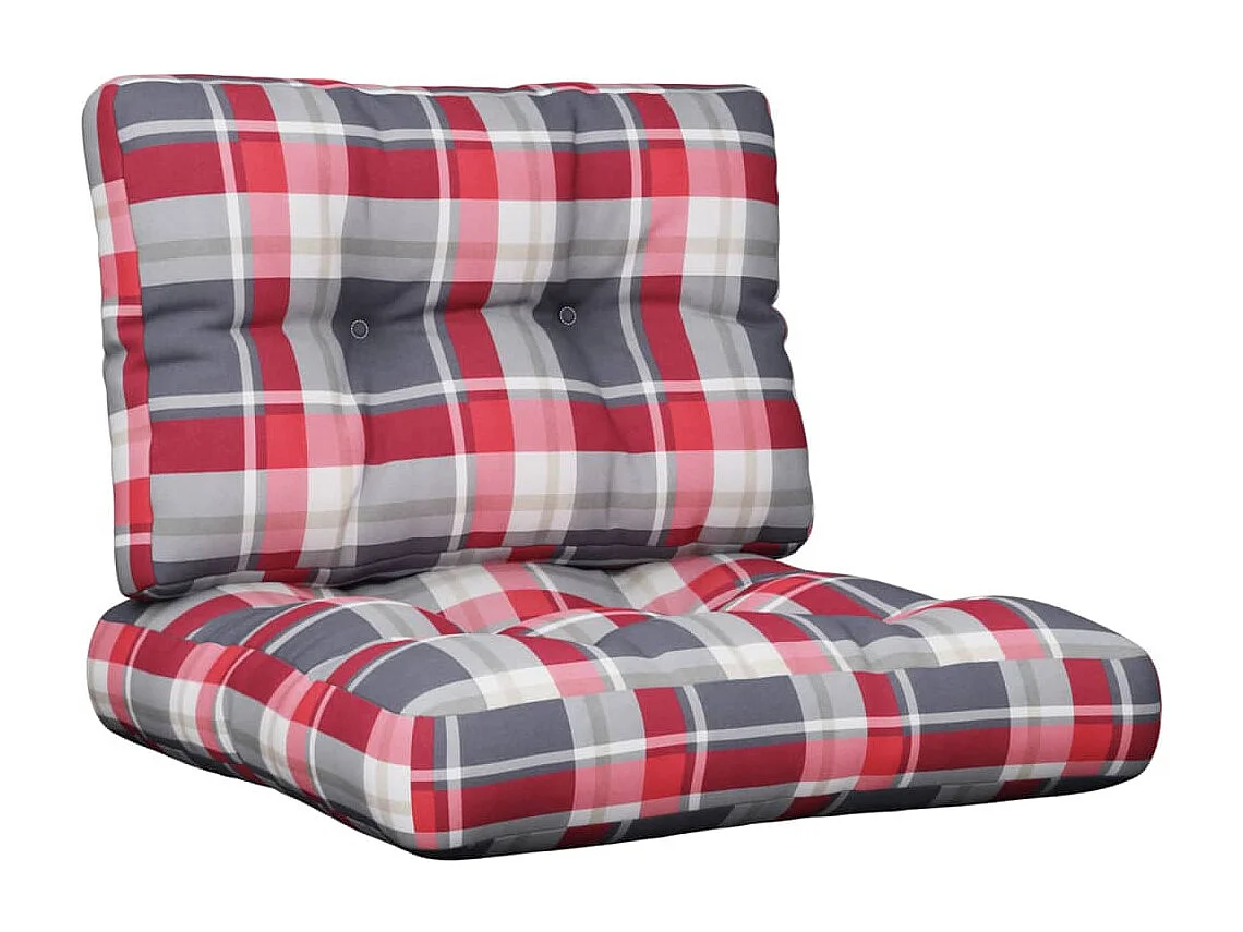 Almofadões para móveis de paletes 2 pcs tecido xadrez vermelho PT611380