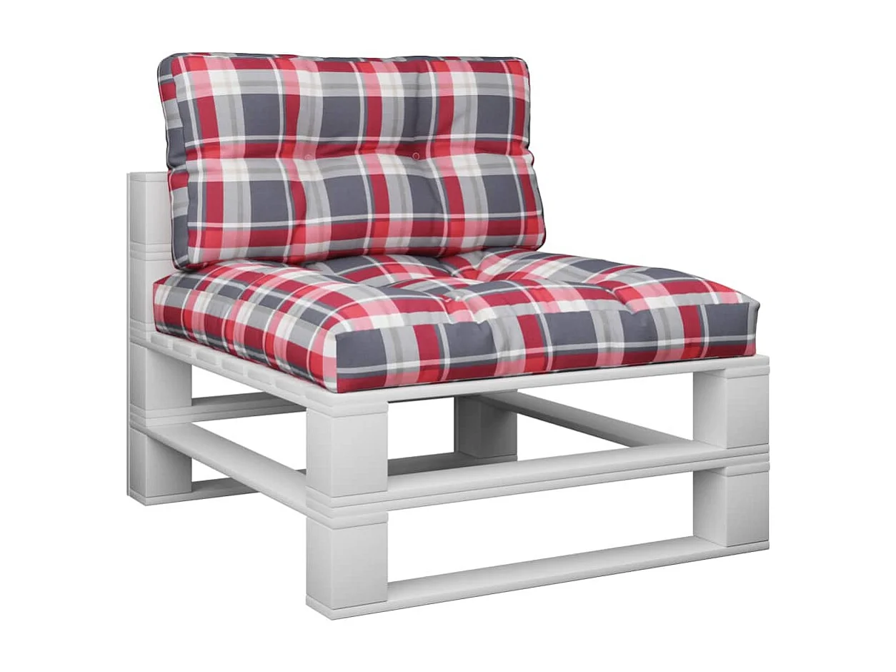 Coussins de palette lot de 2 motif à carreaux rouge tissu FR331789