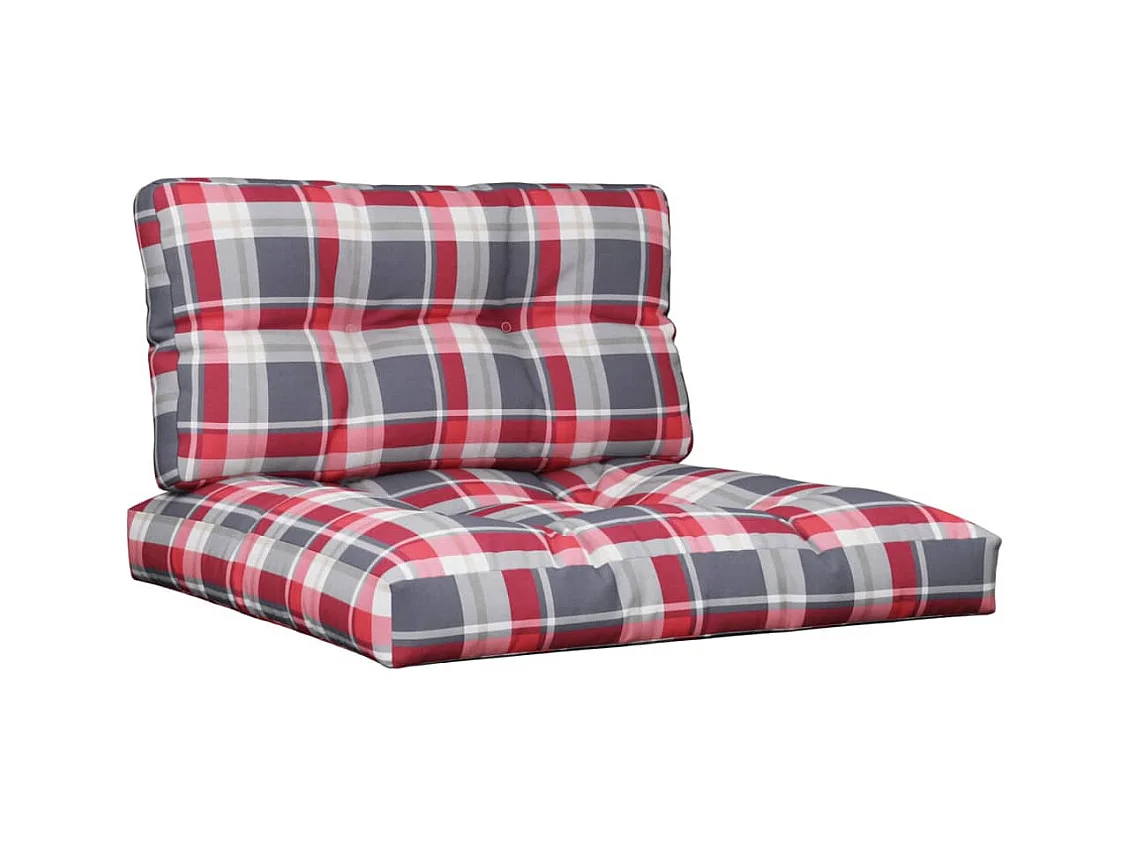 Cojines para palets 2 unidades tela a cuadros rojos ES883189