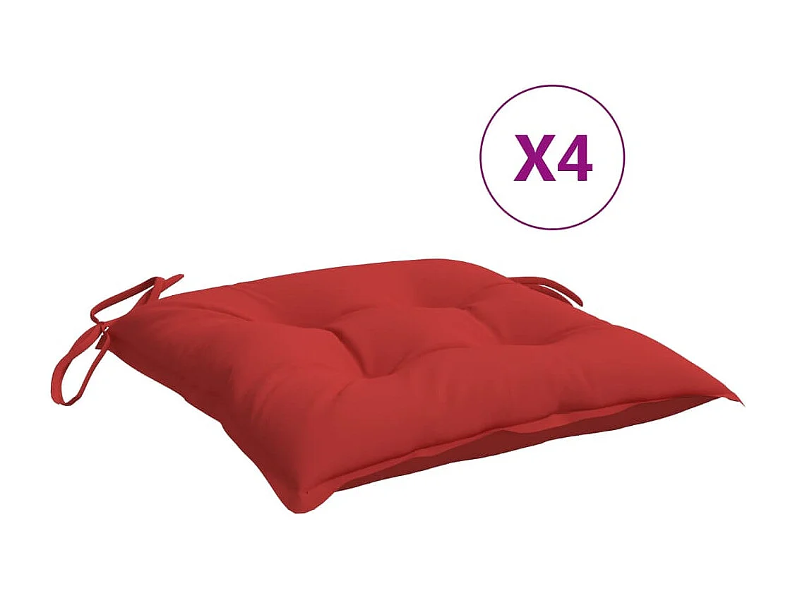 Coussins de palette lot de 4 rouge 50x50x7 cm tissu oxford FR291010