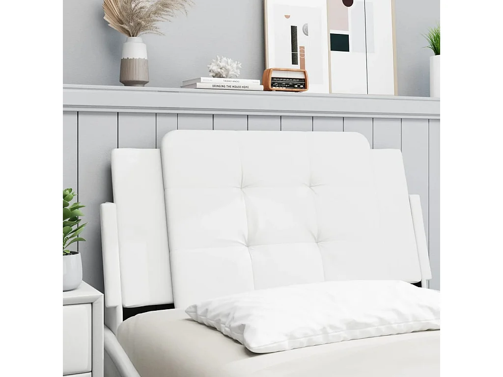 Hoofdbordkussen 100 cm kunstleer wit BE186871