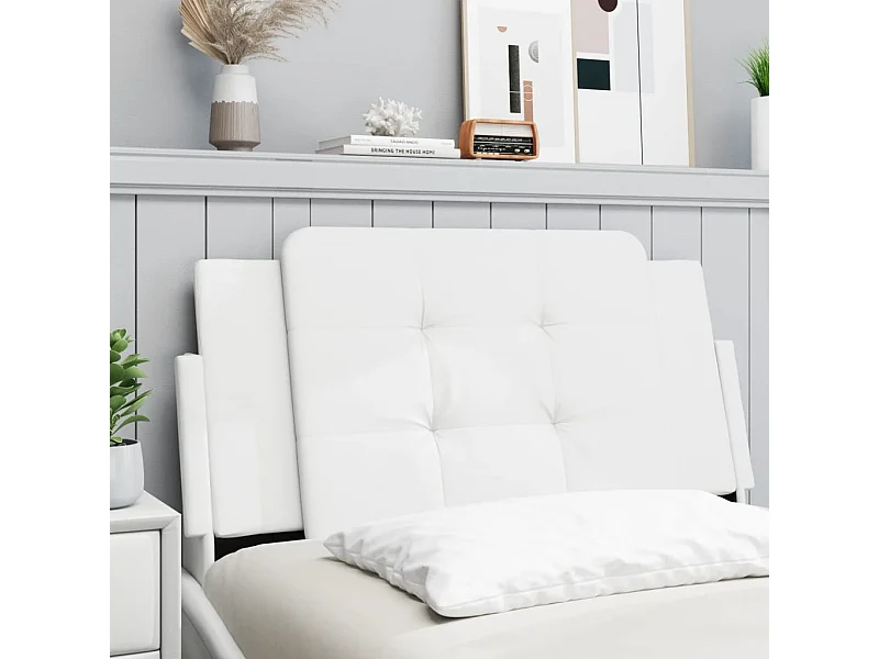 Hoofdbordkussen 100 cm kunstleer wit BE186871