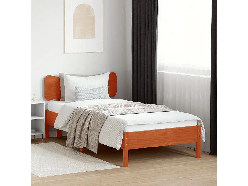 Cabecero de cama madera maciza de pino marrón cera 75 cm ES113721