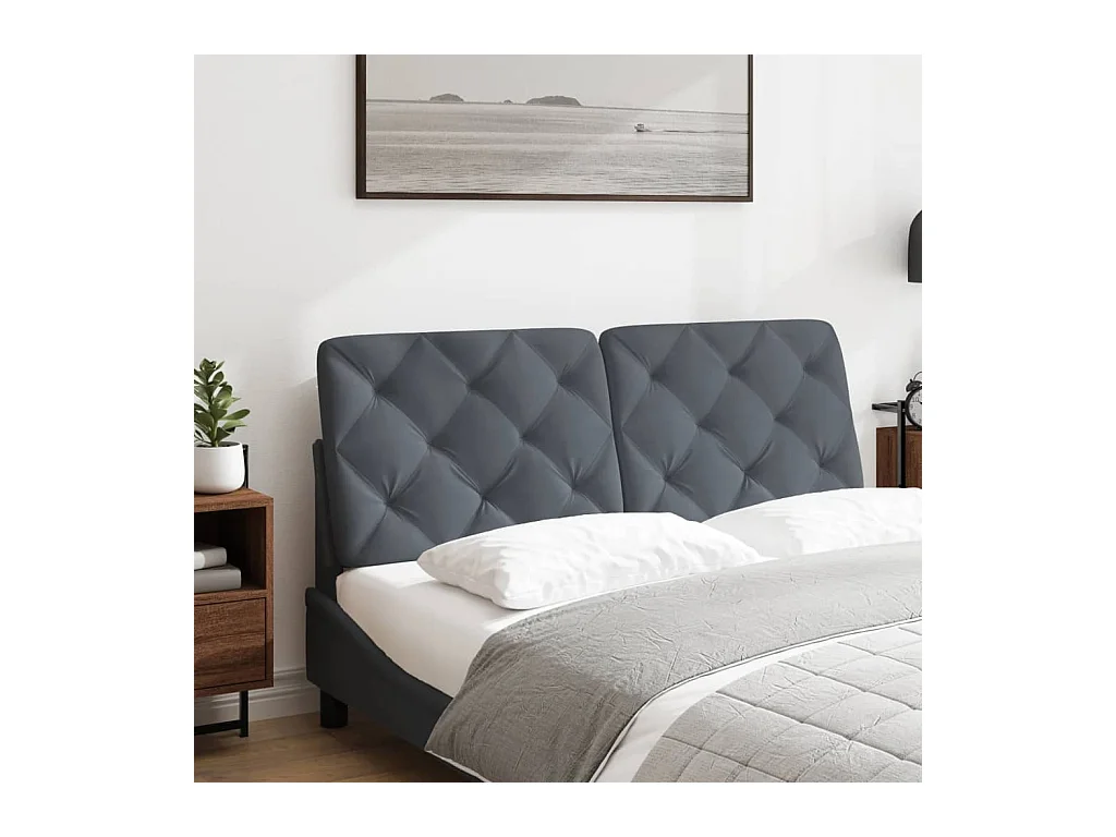 Testata del letto | Cuscino Testiera Grigio Scuro 140 cm in Velluto