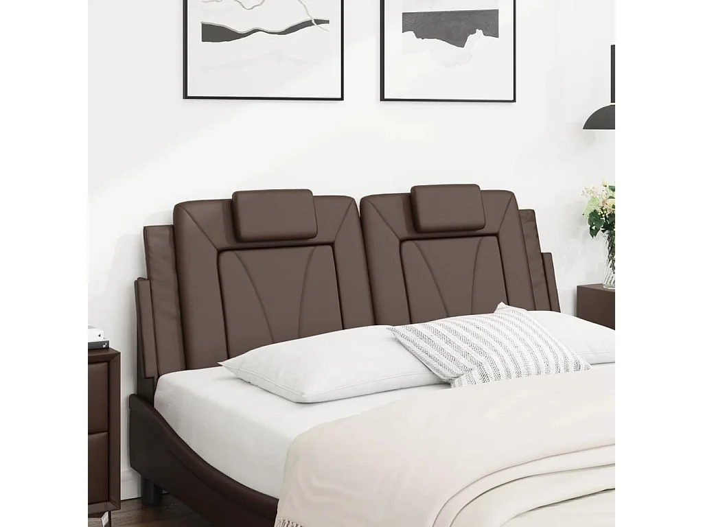 Hoofdbordkussen 140 cm kunstleer bruin BE525384