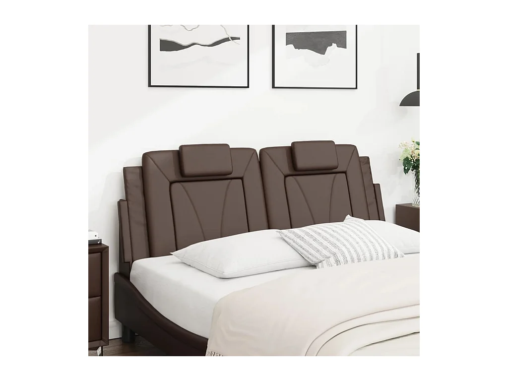Coussin de tête de lit marron 140 cm similicuir FR363003
