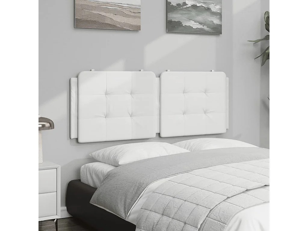 Cabecero de cama acolchado cuero sintético blanco 120 cm ES167538