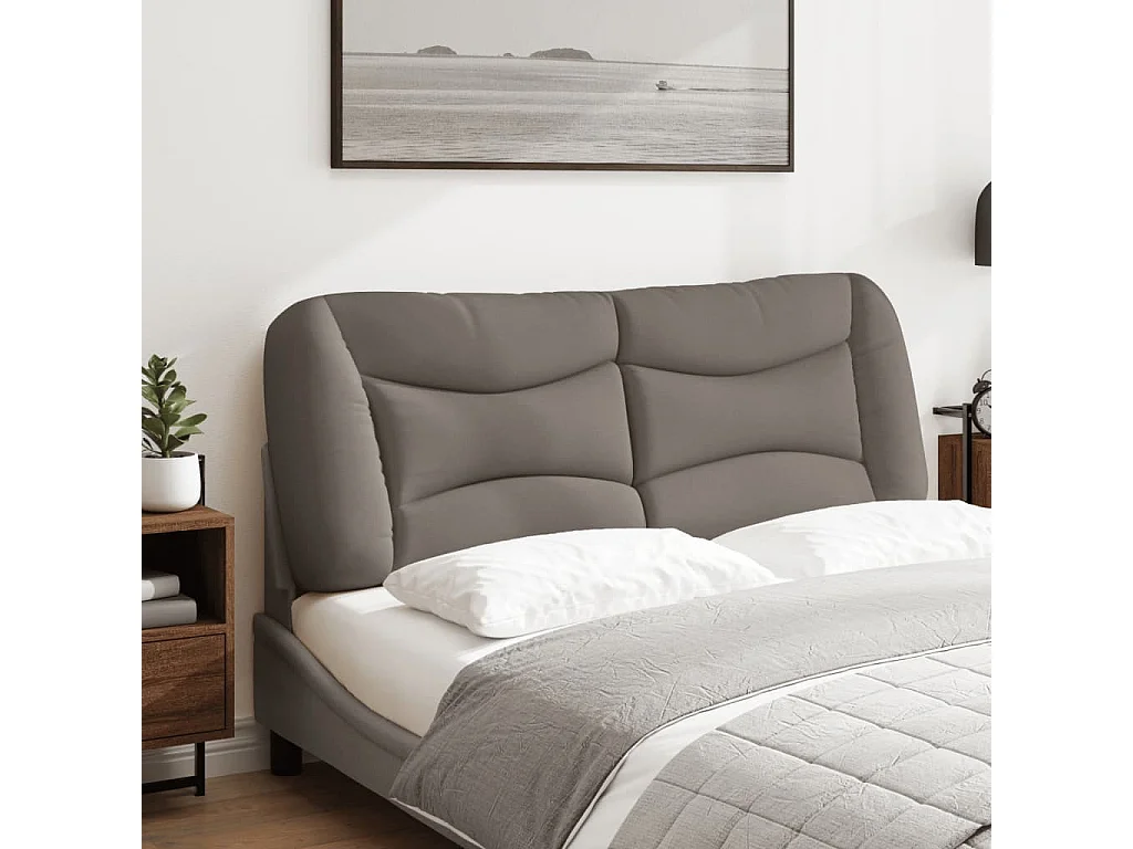 Coussin de tête de lit taupe 120 cm tissu FR957072