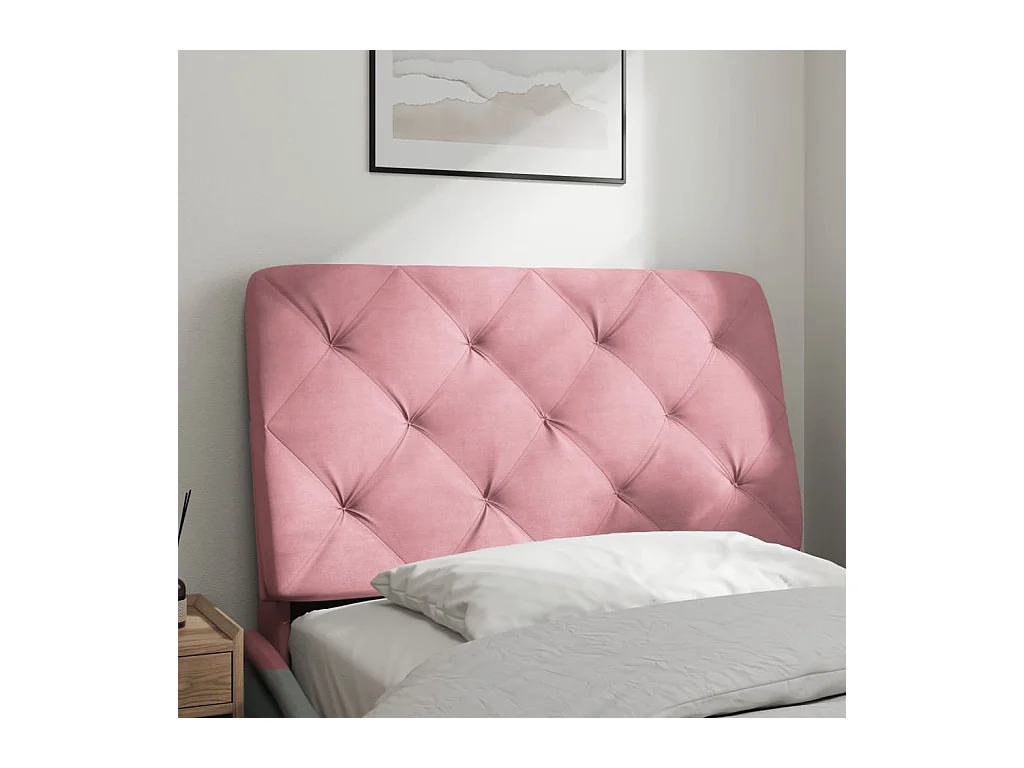 Coussin de tête de lit rose 80 cm velours FR185647