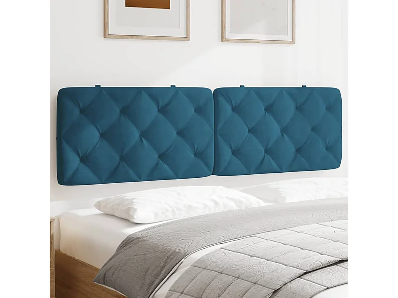 Cabecero de cama acolchado terciopelo azul 180 cm ES129342