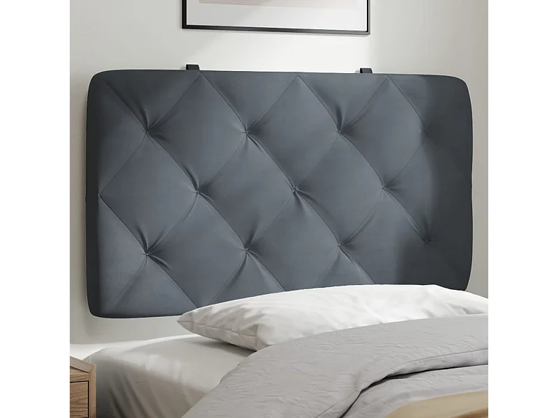 Cabecero de cama acolchado terciopelo gris oscuro 90 cm ES185232