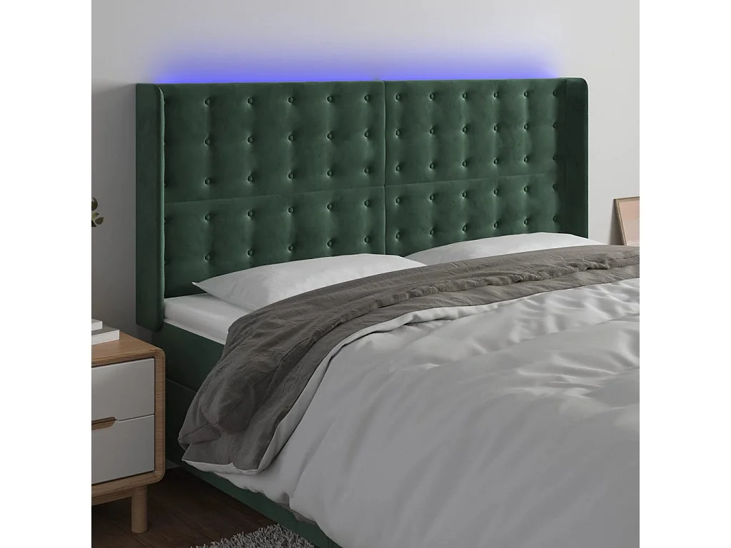 Tête de lit à LED Vert foncé 183x16x118/128 cm Velours FR687313
