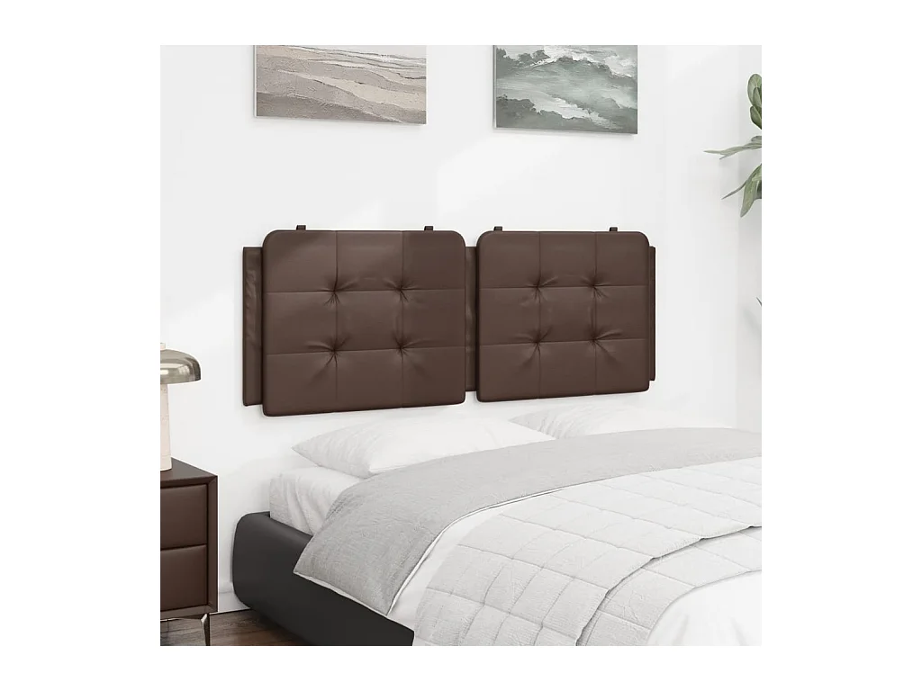 Coussin de tête de lit marron 140 cm similicuir FR269153