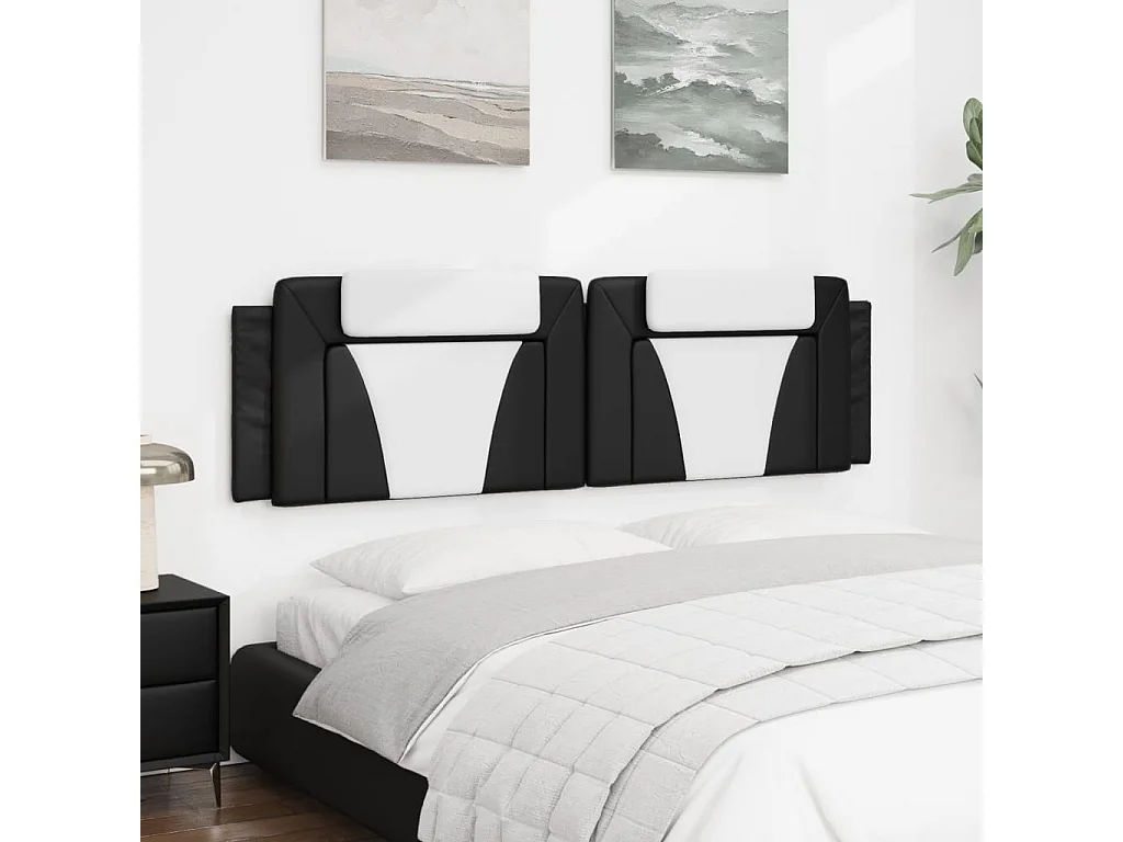 Coussin de tête de lit noir et blanc 180 cm similicuir FR390936