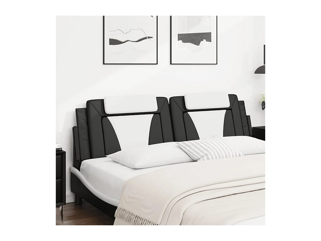 Testata del letto | Cuscino Testiera Nero e Bianco 180 cm in Similpelle