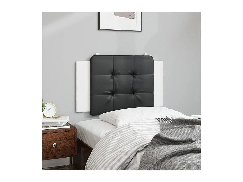 Coussin de tête de lit noir et blanc 80 cm similicuir FR426195