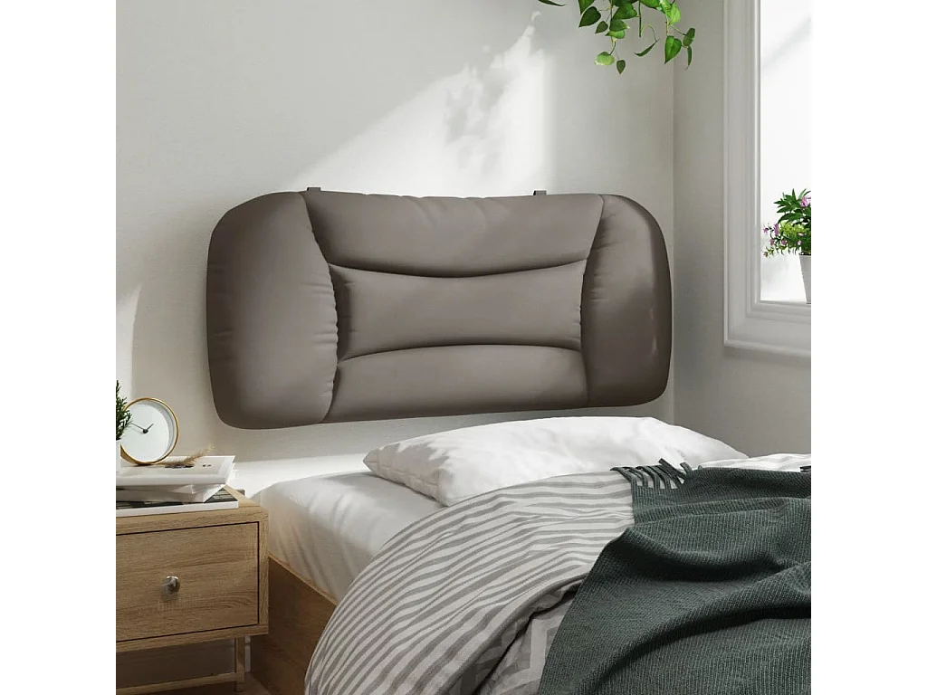 Coussin de tête de lit taupe 80 cm tissu FR116915