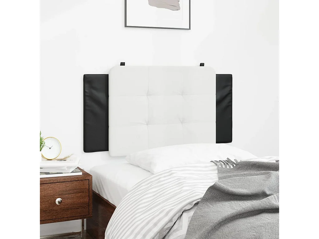 Coussin de tête de lit noir et blanc 100 cm similicuir FR127533