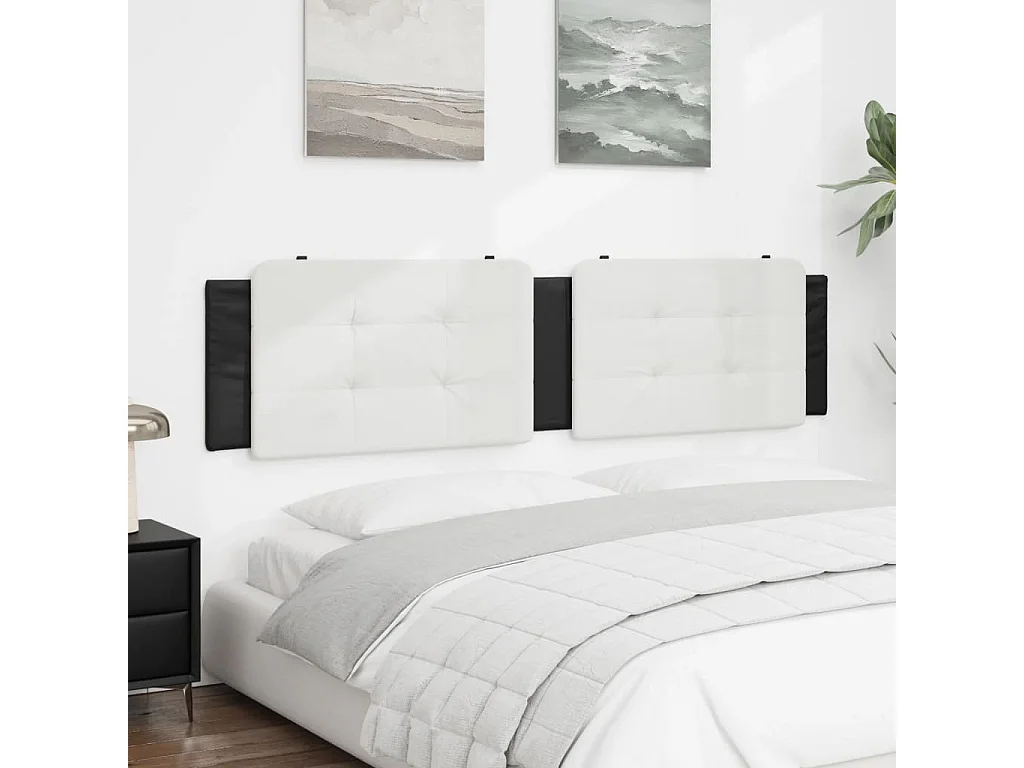 Hoofdbordkussen 200 cm kunstleer wit en zwart BE424405