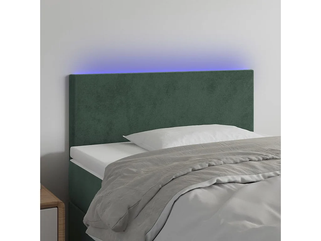 Cabeceira de cama c/ luzes LED veludo 80x5x78/88cm verde-escuro PT208585