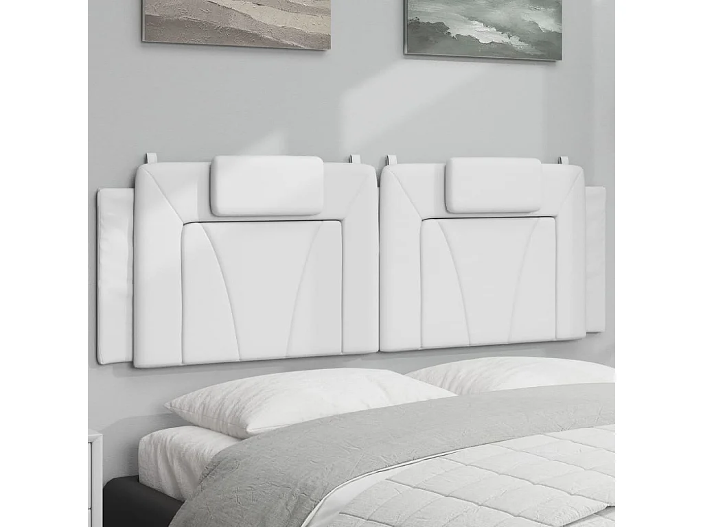Cabecero de cama acolchado cuero sintético blanco 160 cm ES226449