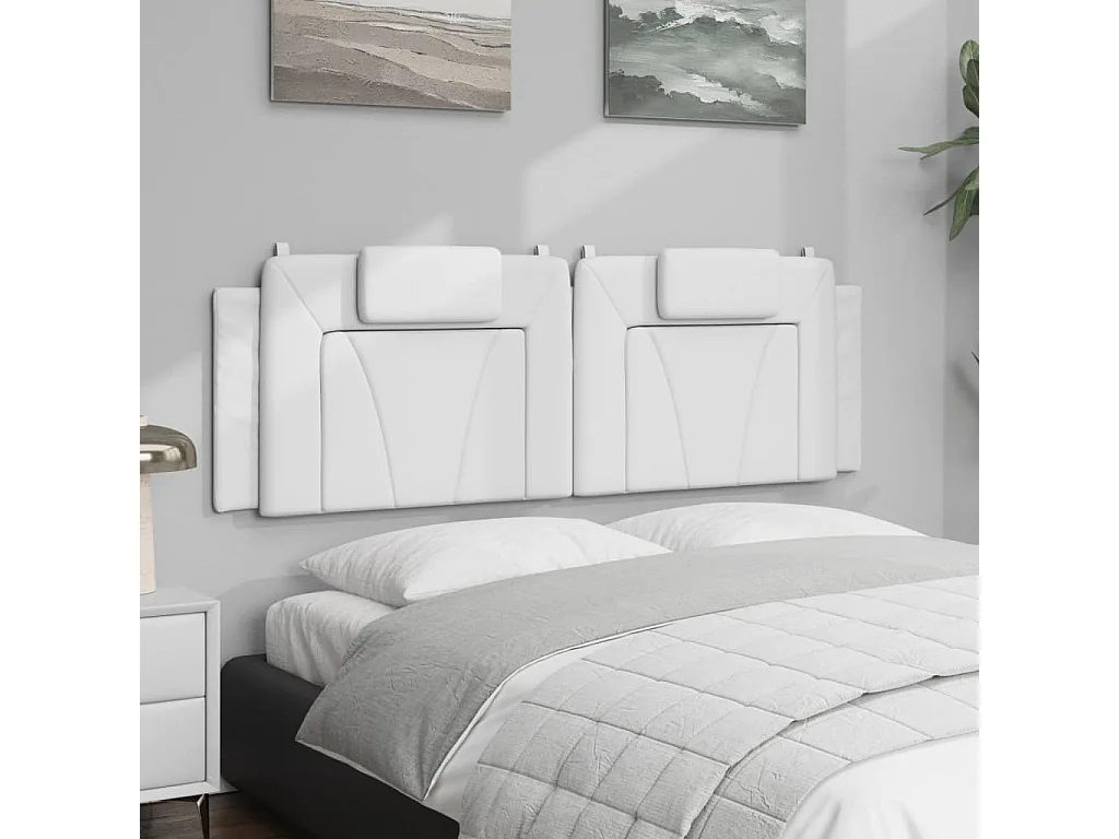 Cabecero de cama acolchado cuero sintético blanco 160 cm ES226449