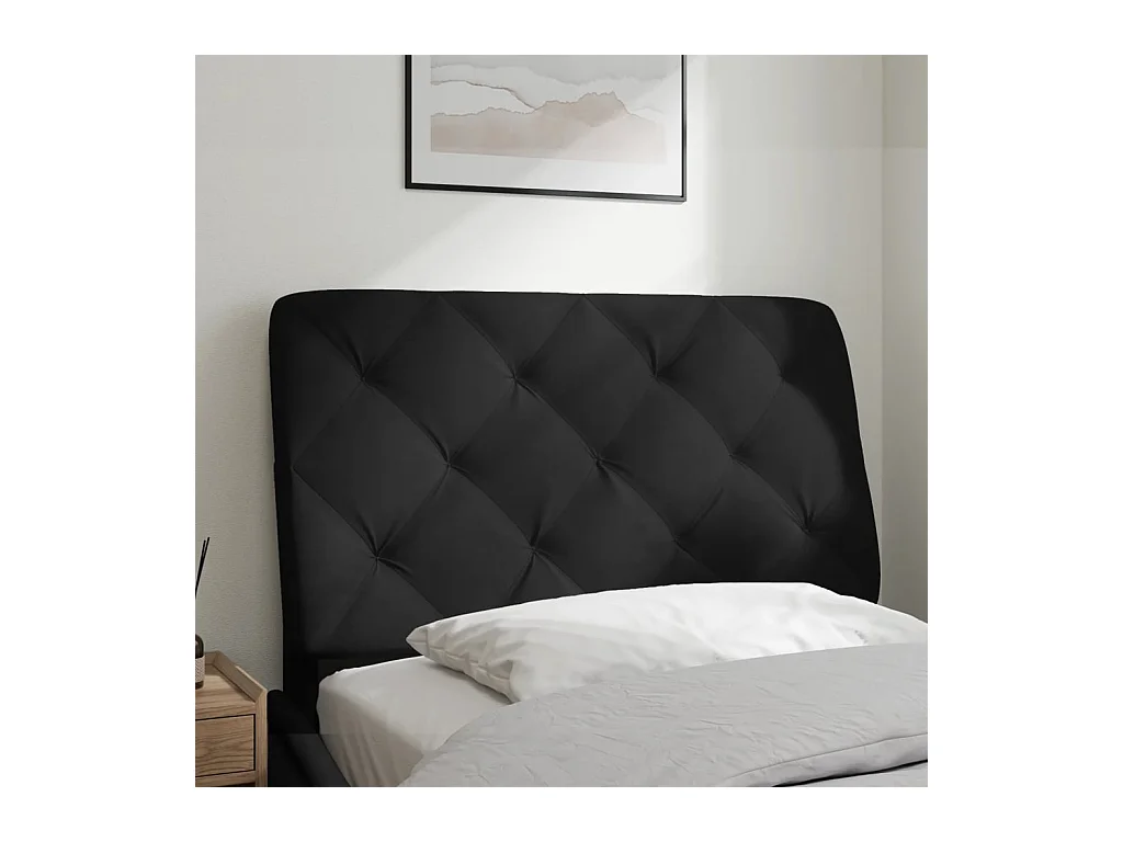 Coussin de tête de lit noir 80 cm velours FR668972