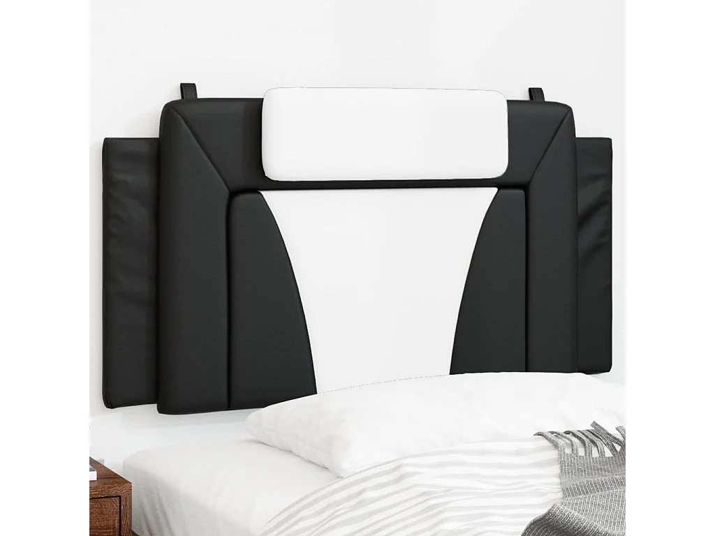 Coussin de tête de lit noir et blanc 100 cm similicuir FR671348